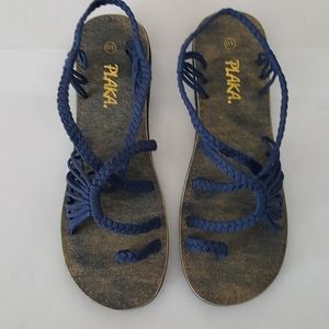 Plaka vegan handwoven sandals NWOB size 10